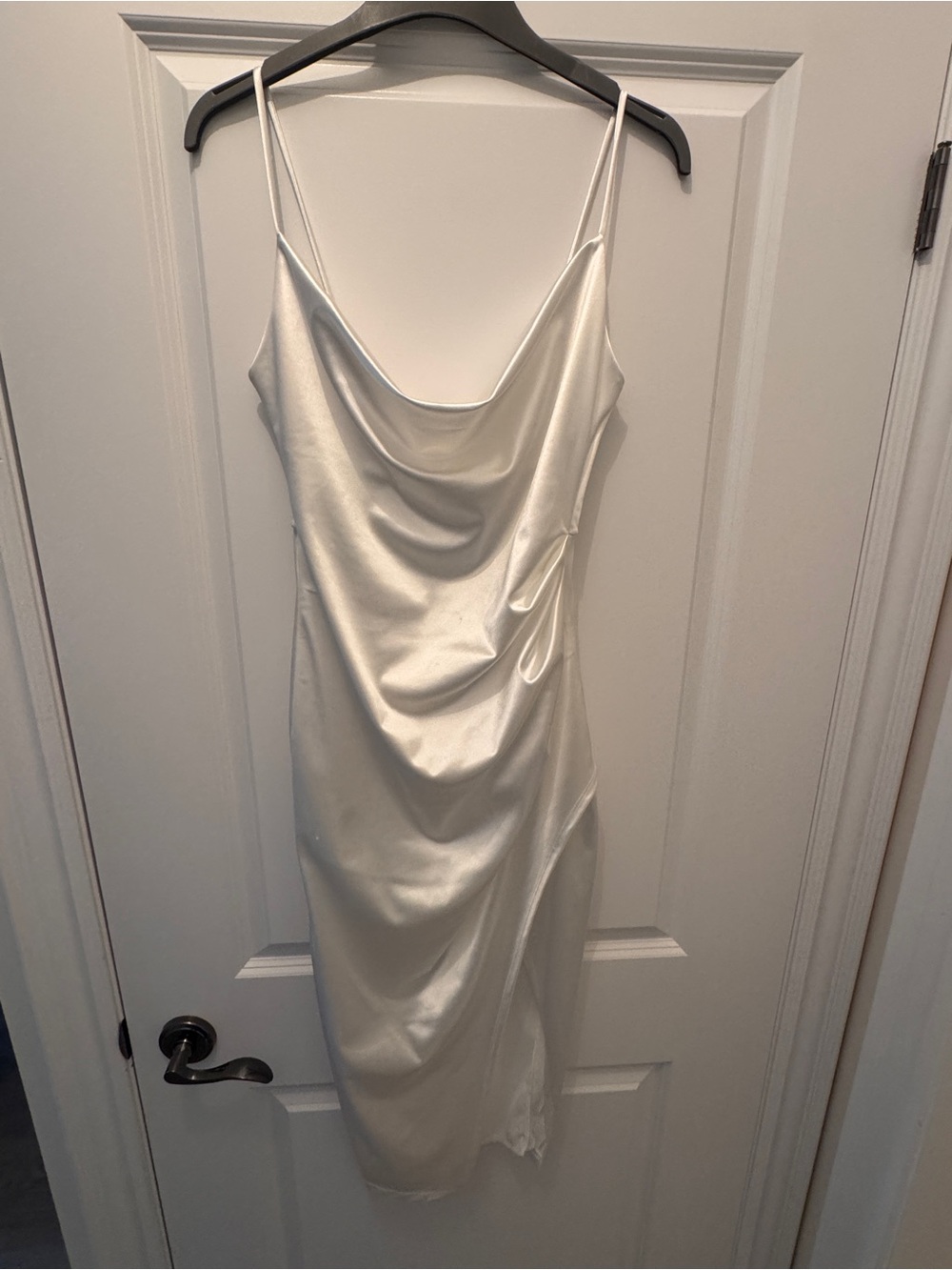 Lovely Day Ivory Satin Cowl Midi Slip Dress